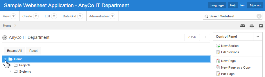 Description of websheet_nav.png follows